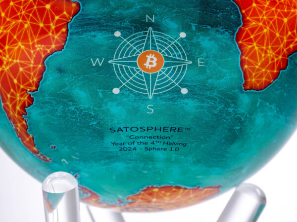 Welcome to the Satosphere—a world where Bitcoin’s ethos is captured in a single, mesmerizing globe. The Satosphere Mova Globe, named “Connection,” is not just a piece of decor; it’s a symbol of the boundless possibilities and transformative power of Bitcoin.